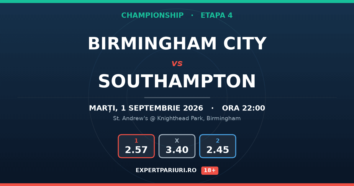Birmingham City vs Southampton: analiză, cote și probabilități (01.09.2026)