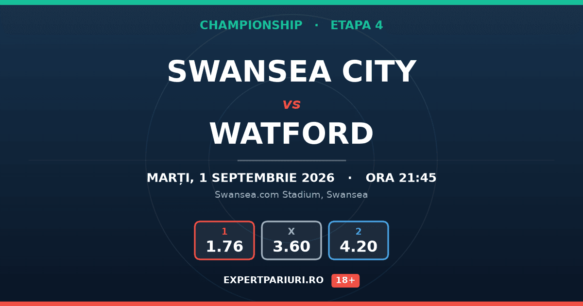 Swansea City vs Watford: analiză, cote și probabilități (01.09.2026)