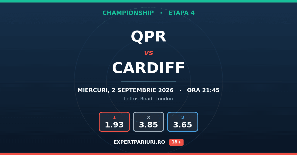 QPR vs Cardiff: analiză, cote și probabilități (02.09.2026)
