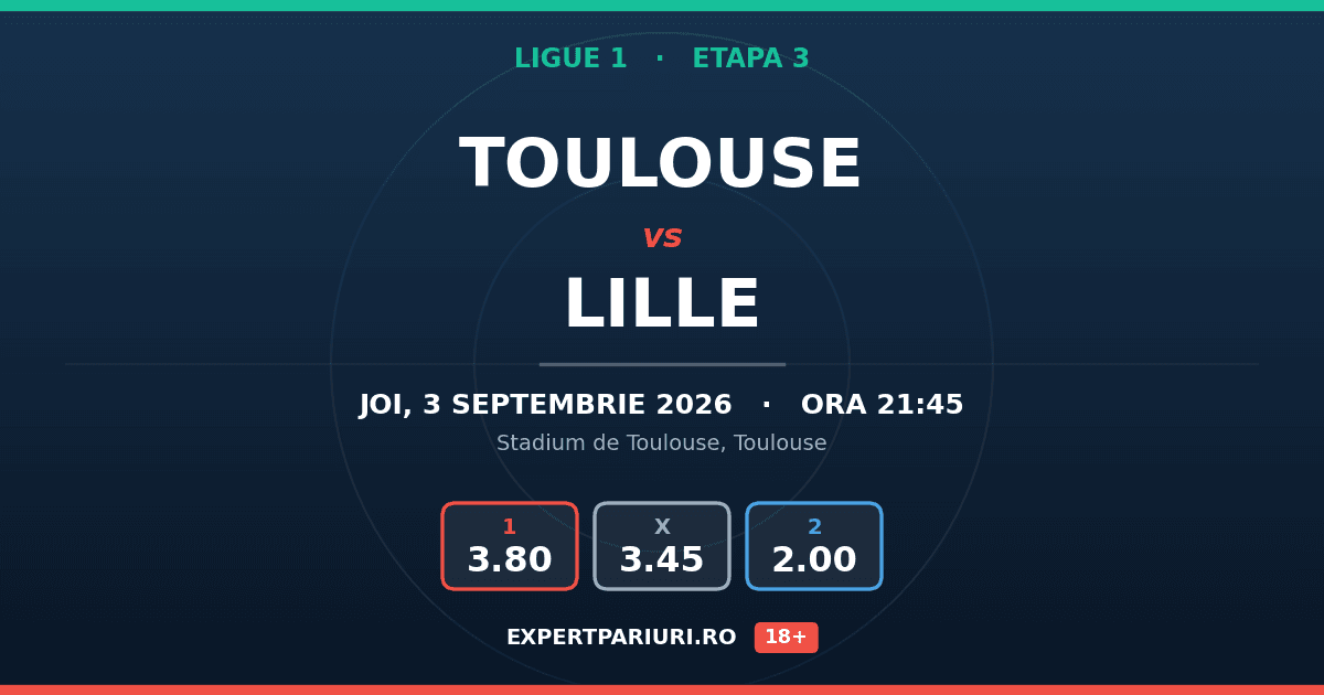 Toulouse vs Lille: analiză, cote și probabilități (03.09.2026)