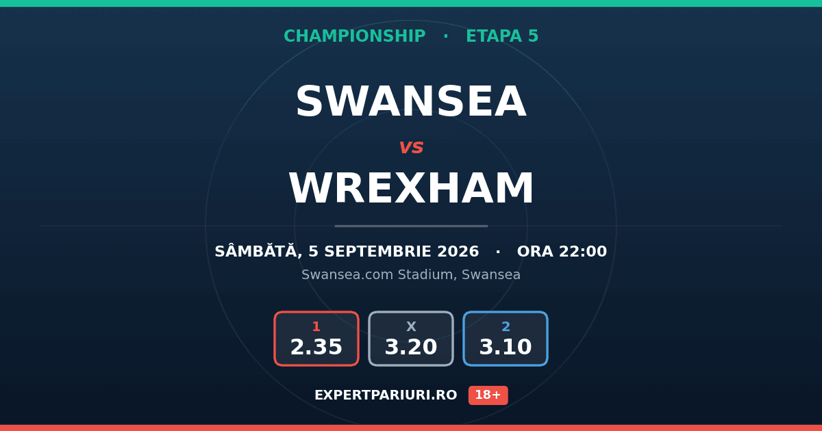 Swansea vs Wrexham: analiză, cote și probabilități (05.09.2026)