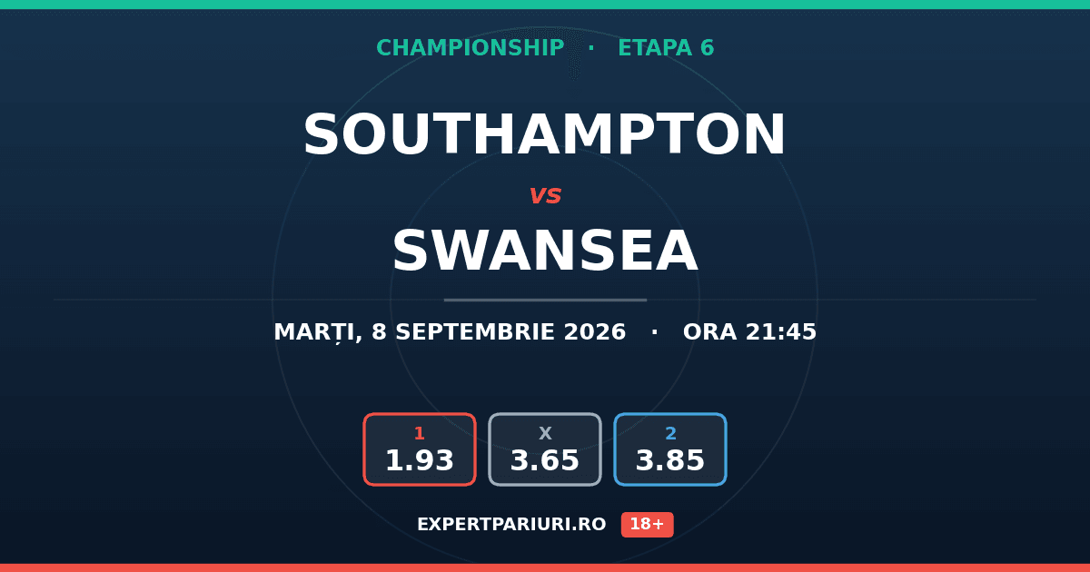 Southampton vs Swansea: analiză, cote și probabilități (08.09.2026)