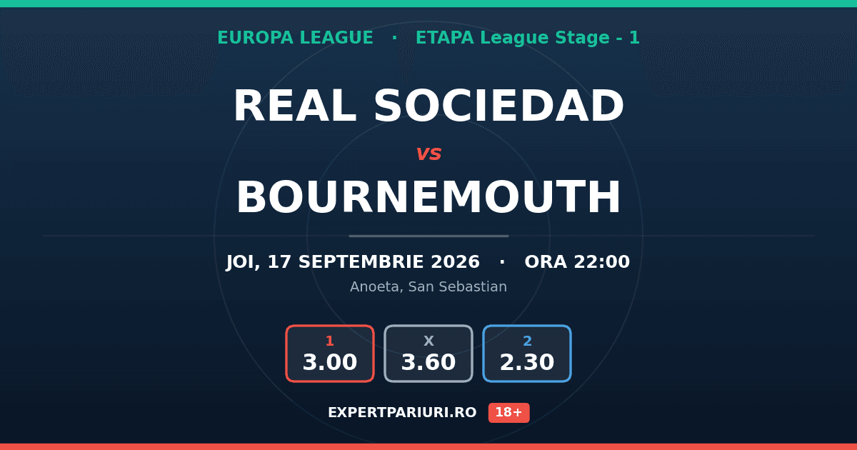 Real Sociedad vs Bournemouth: analiză, cote și probabilități (17.09.2026)