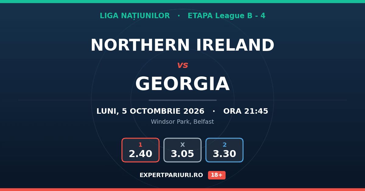 Northern Ireland vs Georgia: analiză, cote și probabilități (05.10.2026)